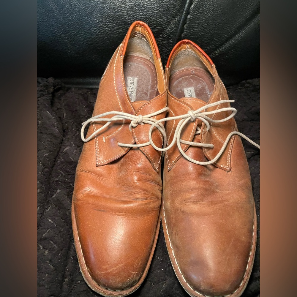 Steve Madden Men’s Leather Derby Oxford Shoes Brown Size 12 Lace Up Casual Dress